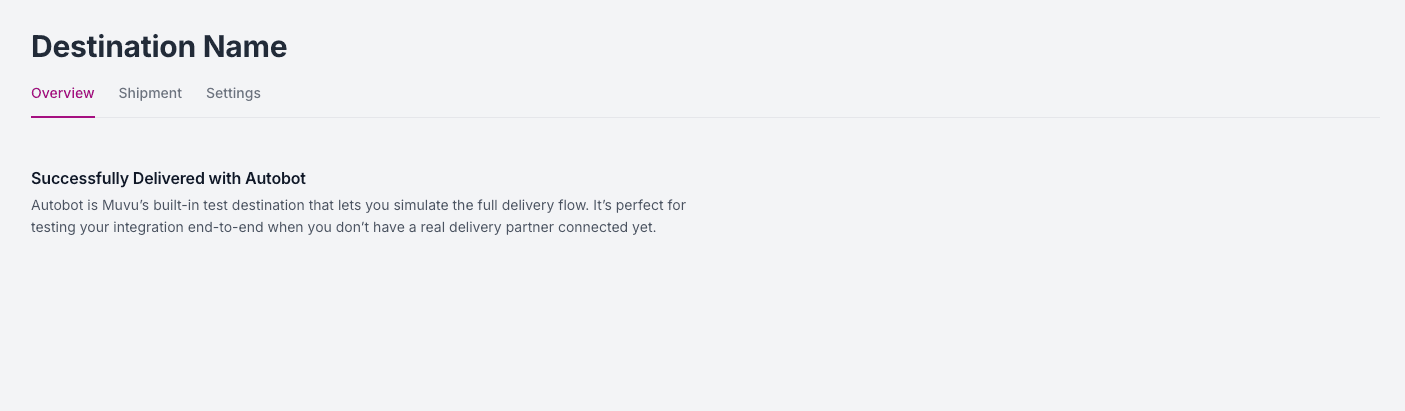 Destination Overview