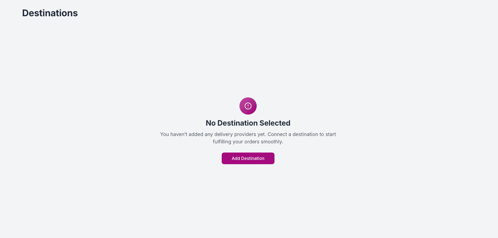 Destination empty state