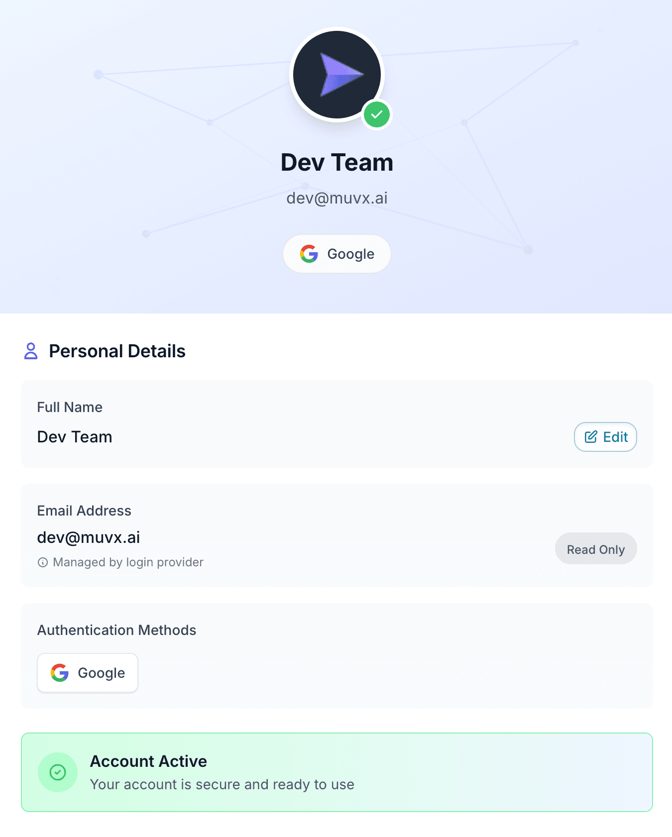 user personal details